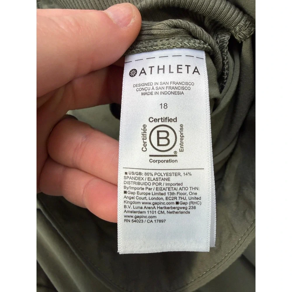 Athleta Brooklyn Mid Rise Ankle Pant‎ Women Size 18 Green Travel Commute Active